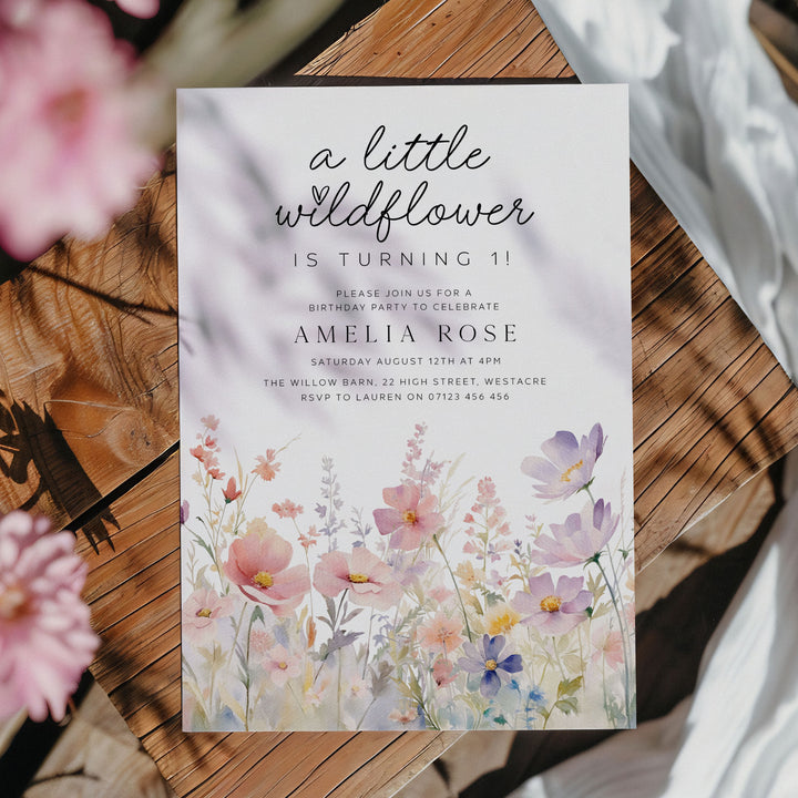 Pink Meadow Little Wildflower Invitation