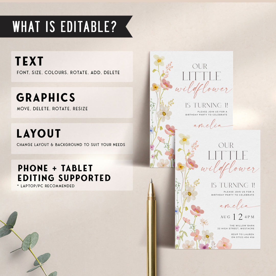 One Little Wildflower Invitation