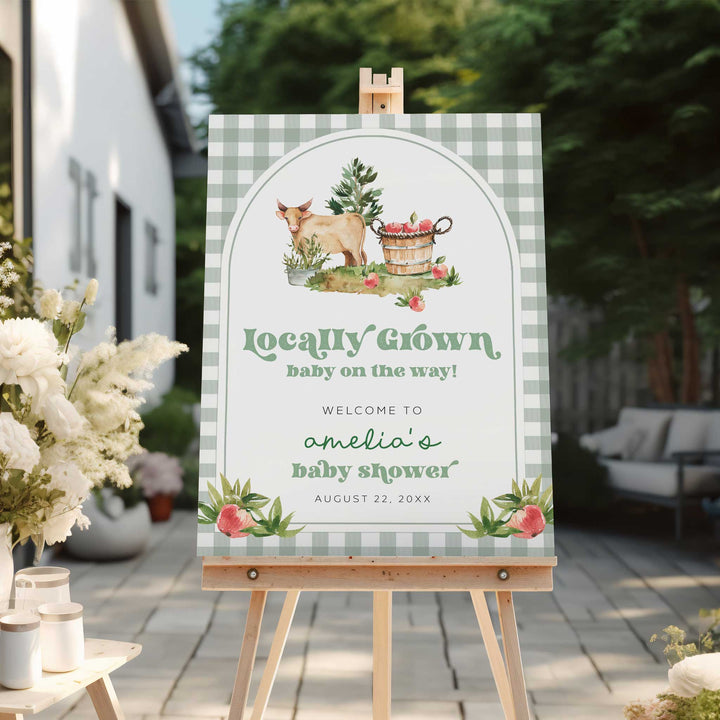Locally Grown Retro Baby Shower Welcome Sign