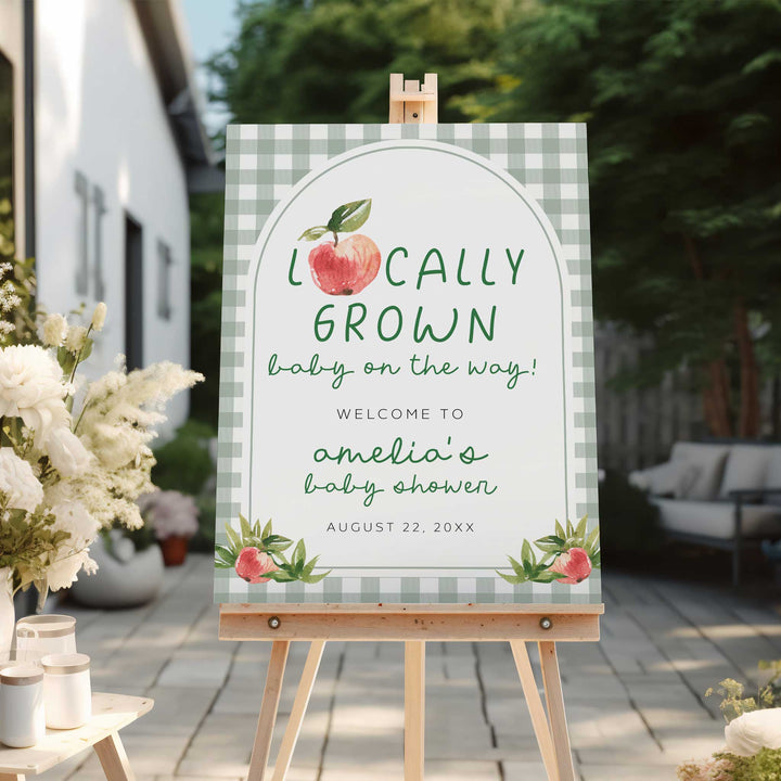 Locally Grown Apples Baby Shower Welcome Sign