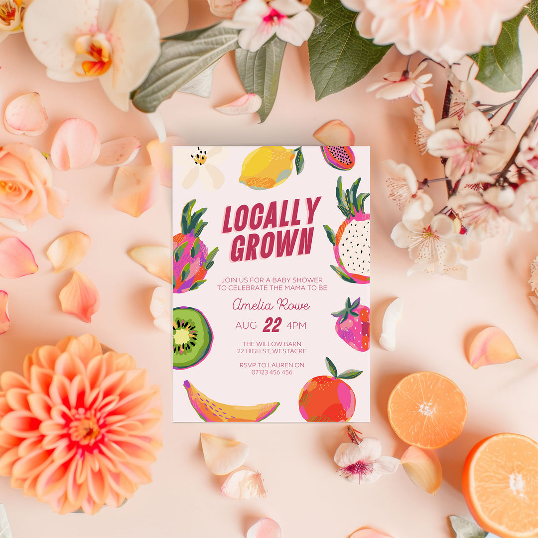 Modern Locally Grown Baby Shower Invitation