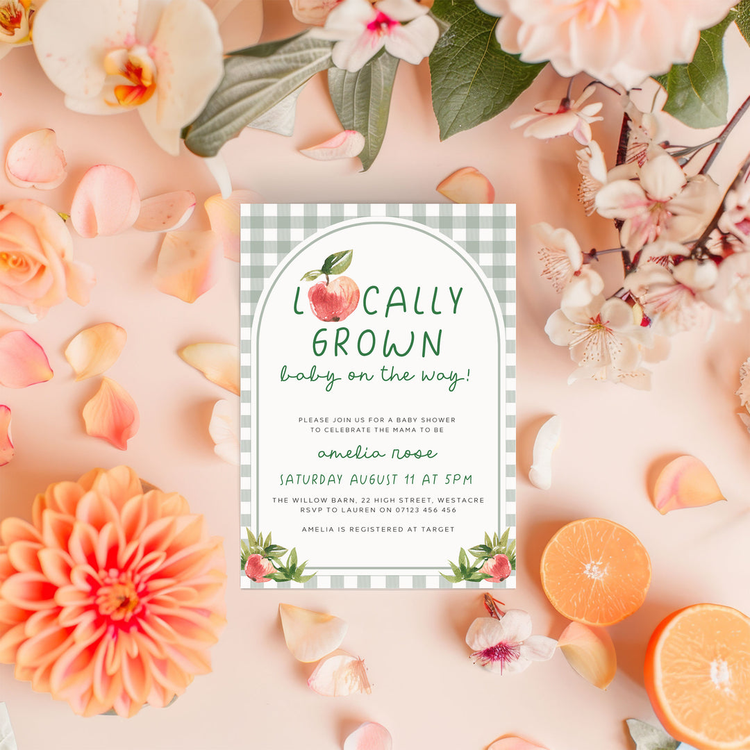 Locally Grown Apple Baby Shower Invitation