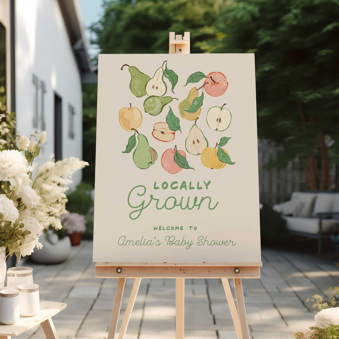 Locally Grown Pears Baby Shower Welcome Sign
