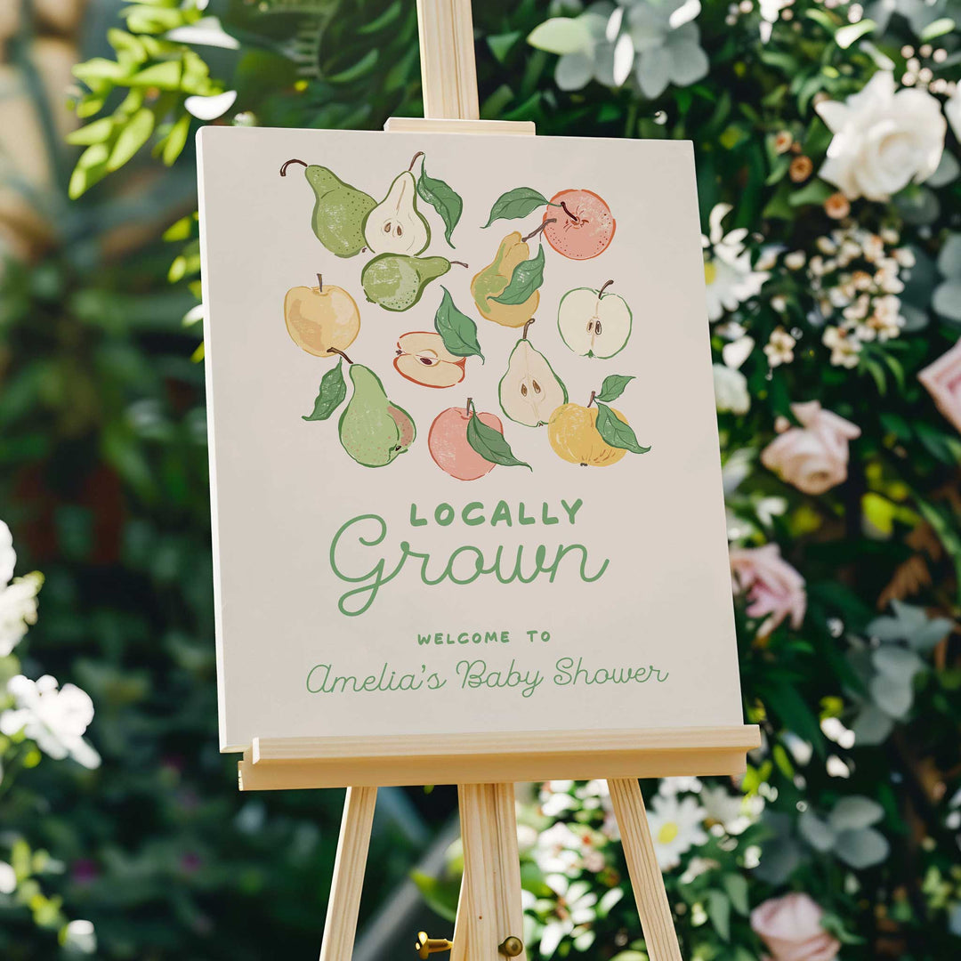 Locally Grown Pears Baby Shower Welcome Sign