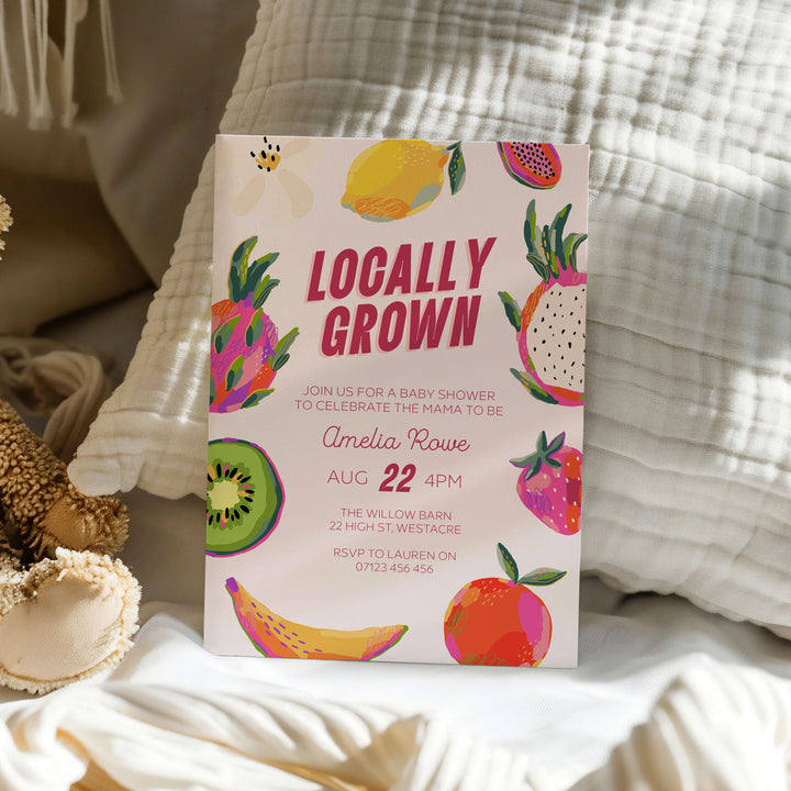 Modern Locally Grown Baby Shower Invitation