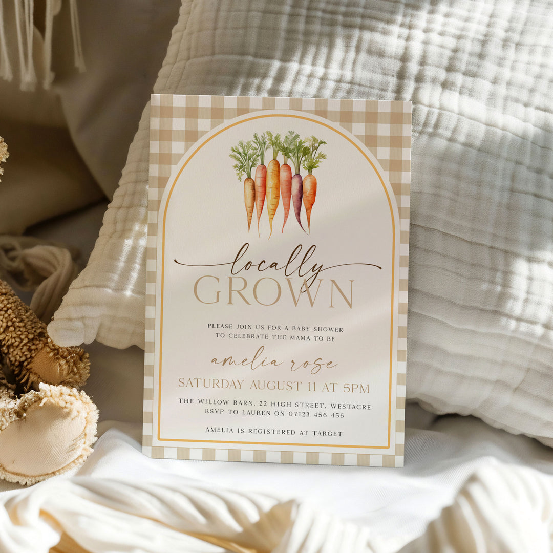Locally Grown Orange Baby Shower Invitation