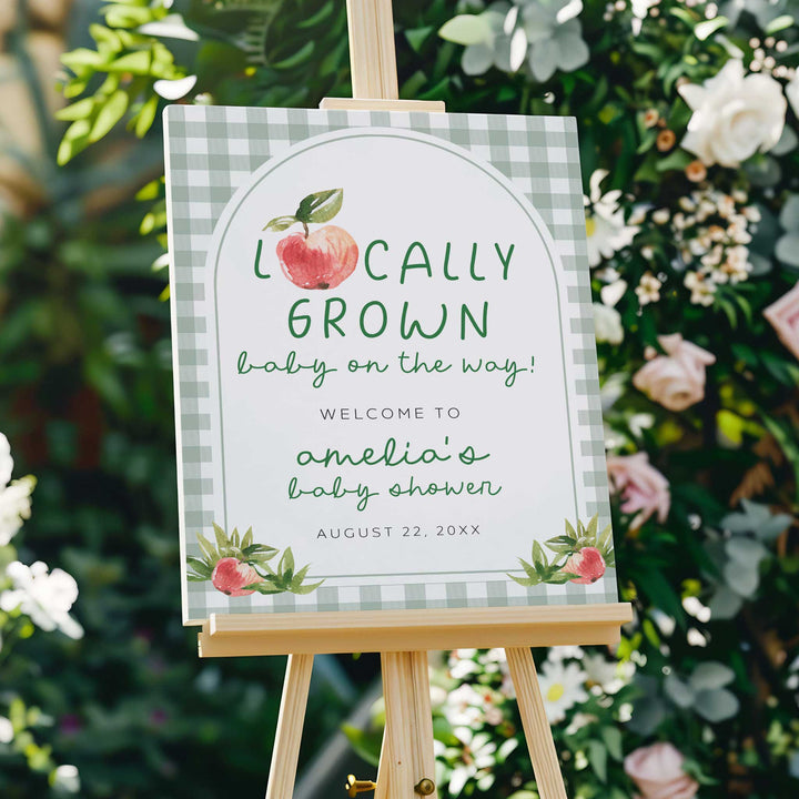 Locally Grown Apples Baby Shower Welcome Sign