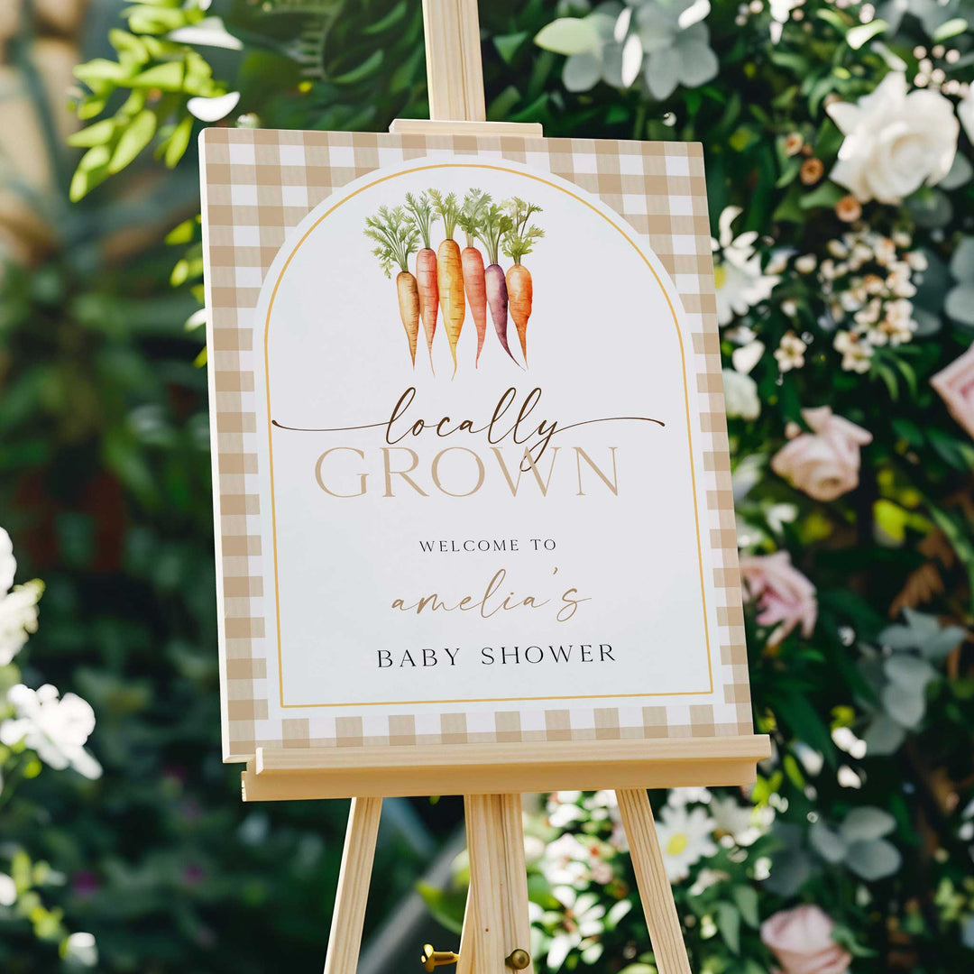 Locally Grown Orange Baby Shower Welcome Sign