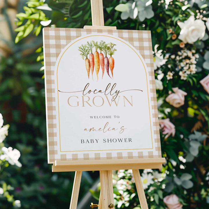Locally Grown Orange Baby Shower Welcome Sign