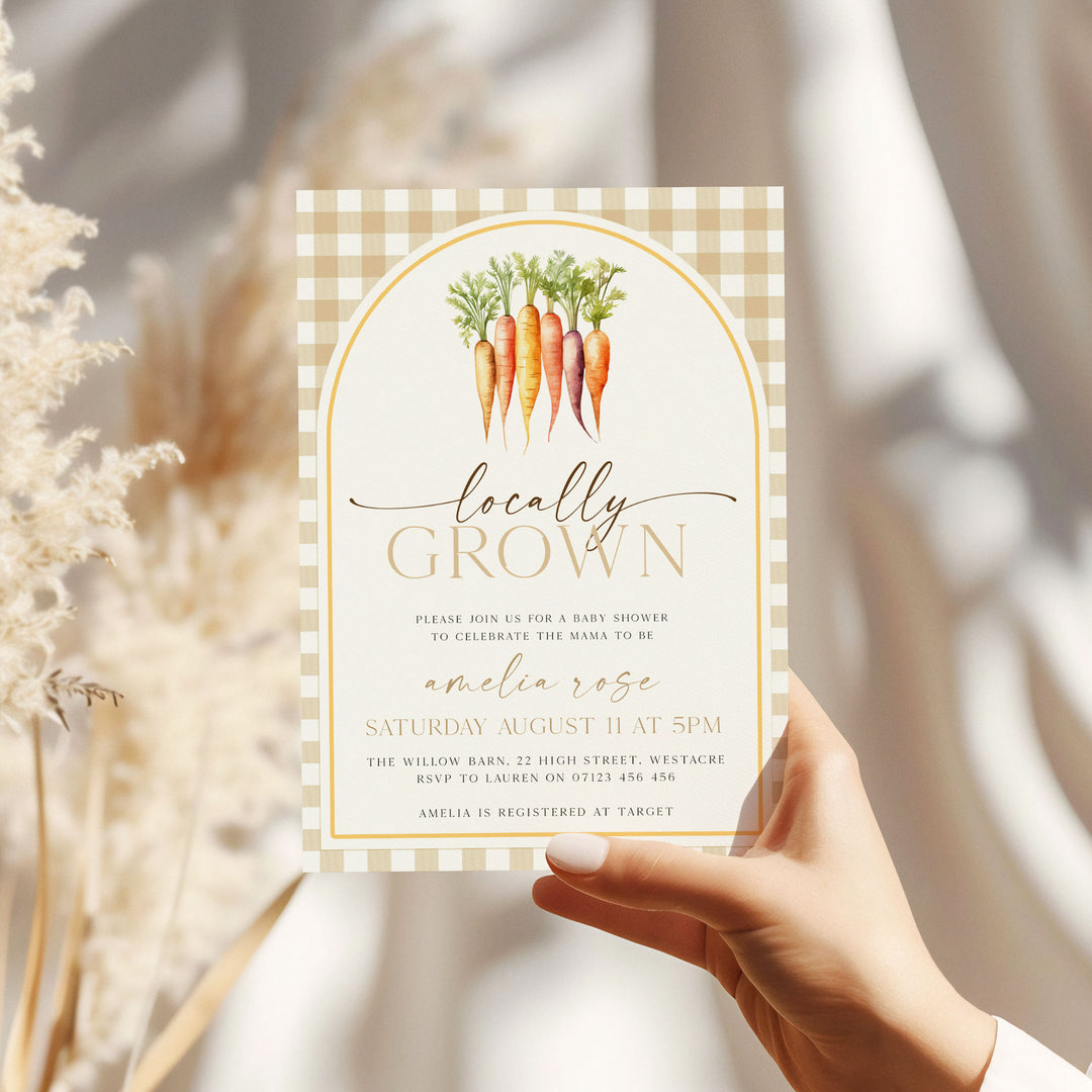 Locally Grown Orange Baby Shower Invitation