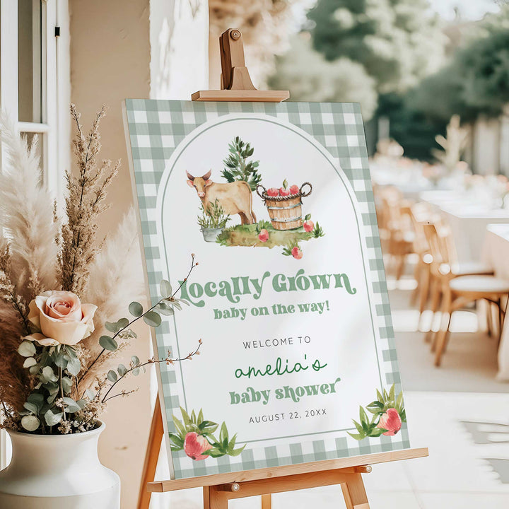 Locally Grown Retro Baby Shower Welcome Sign