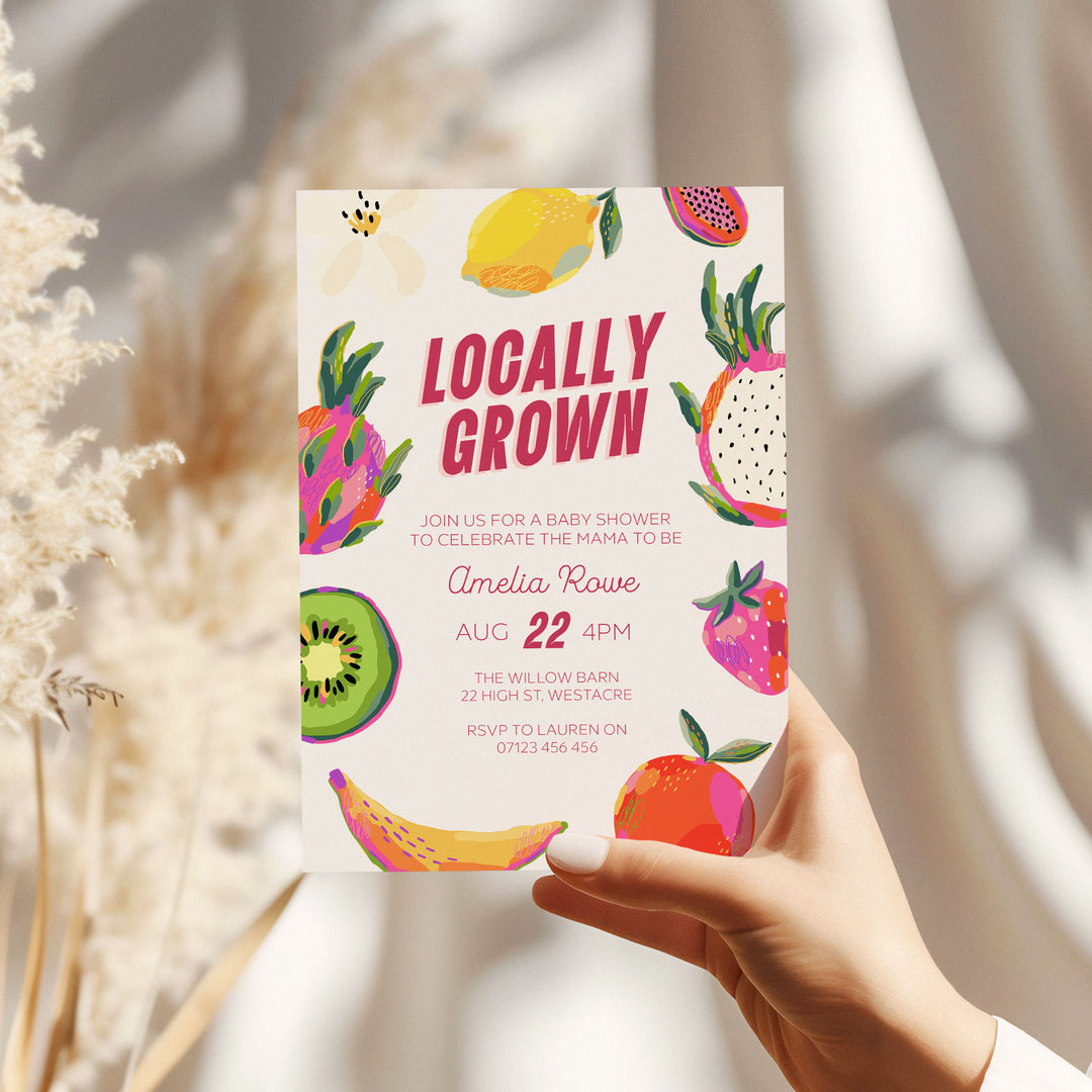 Modern Locally Grown Baby Shower Invitation