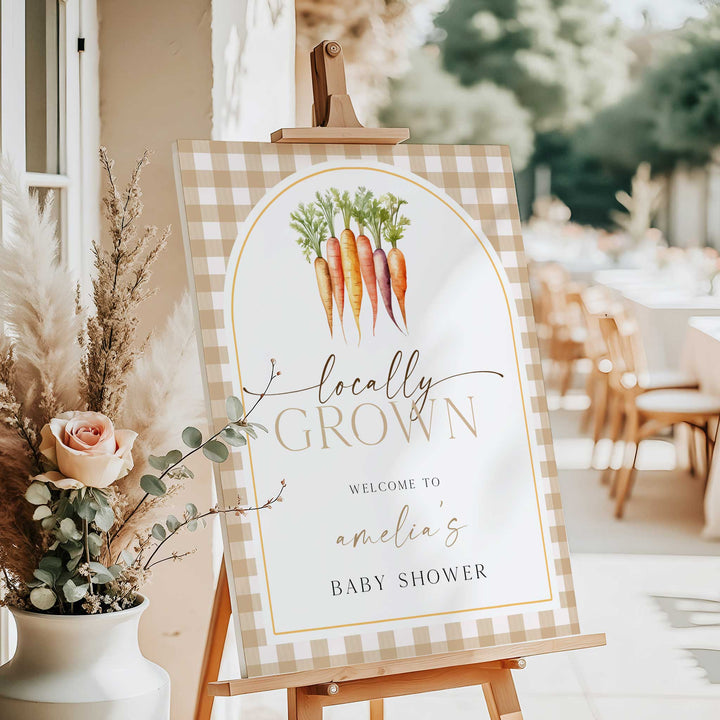 Locally Grown Orange Baby Shower Welcome Sign