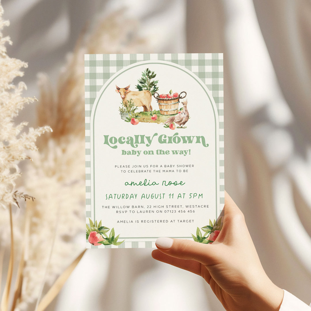 Locally Grown Retro Baby Shower Invitation
