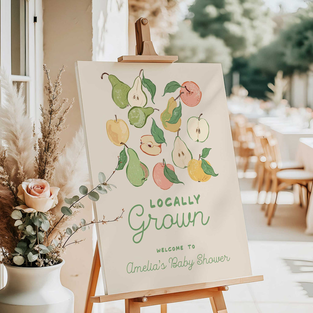 Locally Grown Pears Baby Shower Welcome Sign