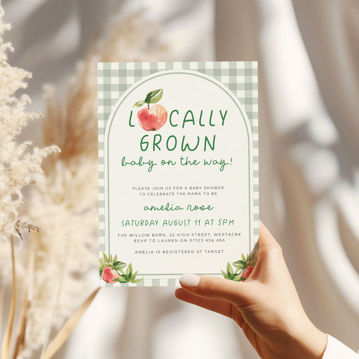 Locally Grown Apple Baby Shower Invitation