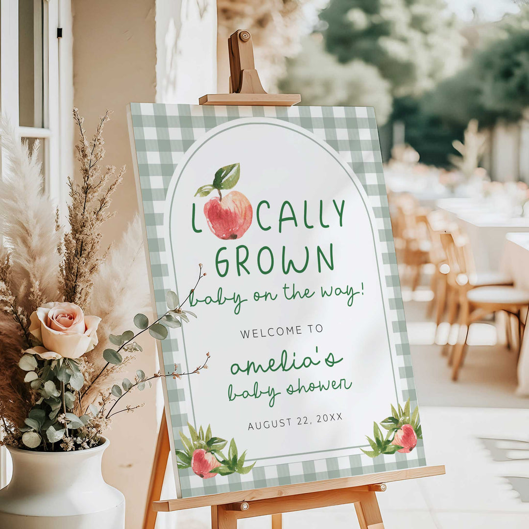 Locally Grown Apples Baby Shower Welcome Sign