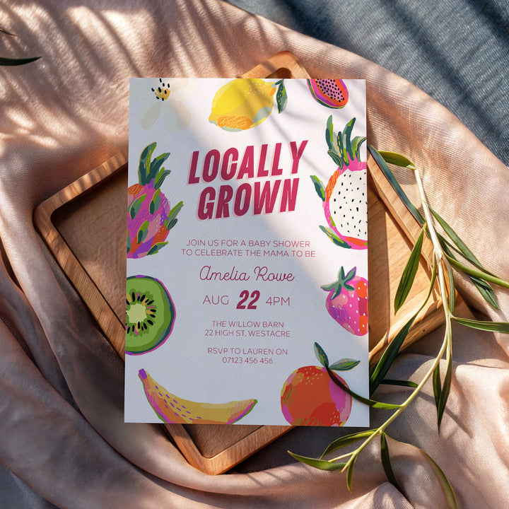 Modern Locally Grown Baby Shower Invitation