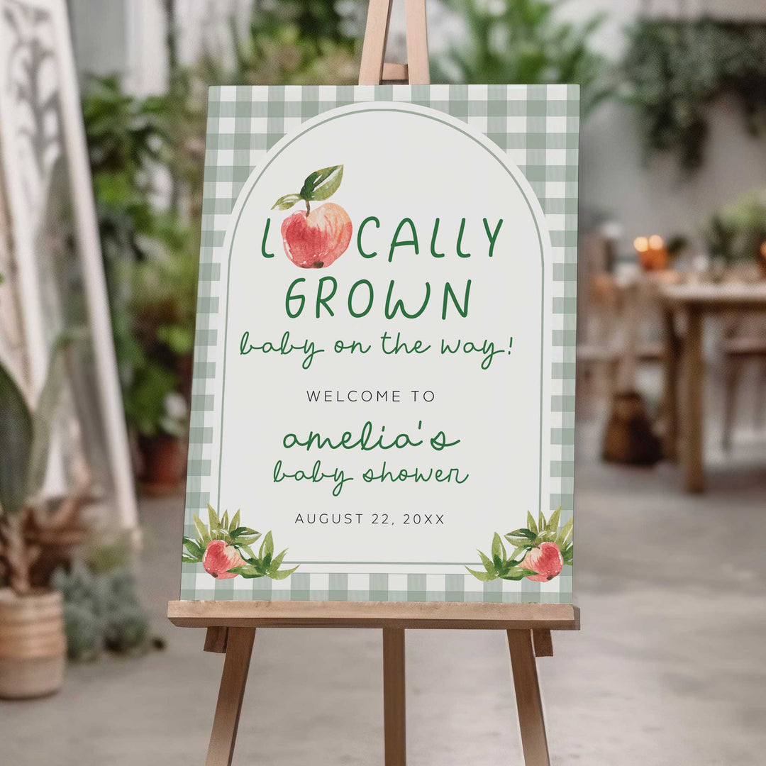 Locally Grown Apples Baby Shower Welcome Sign