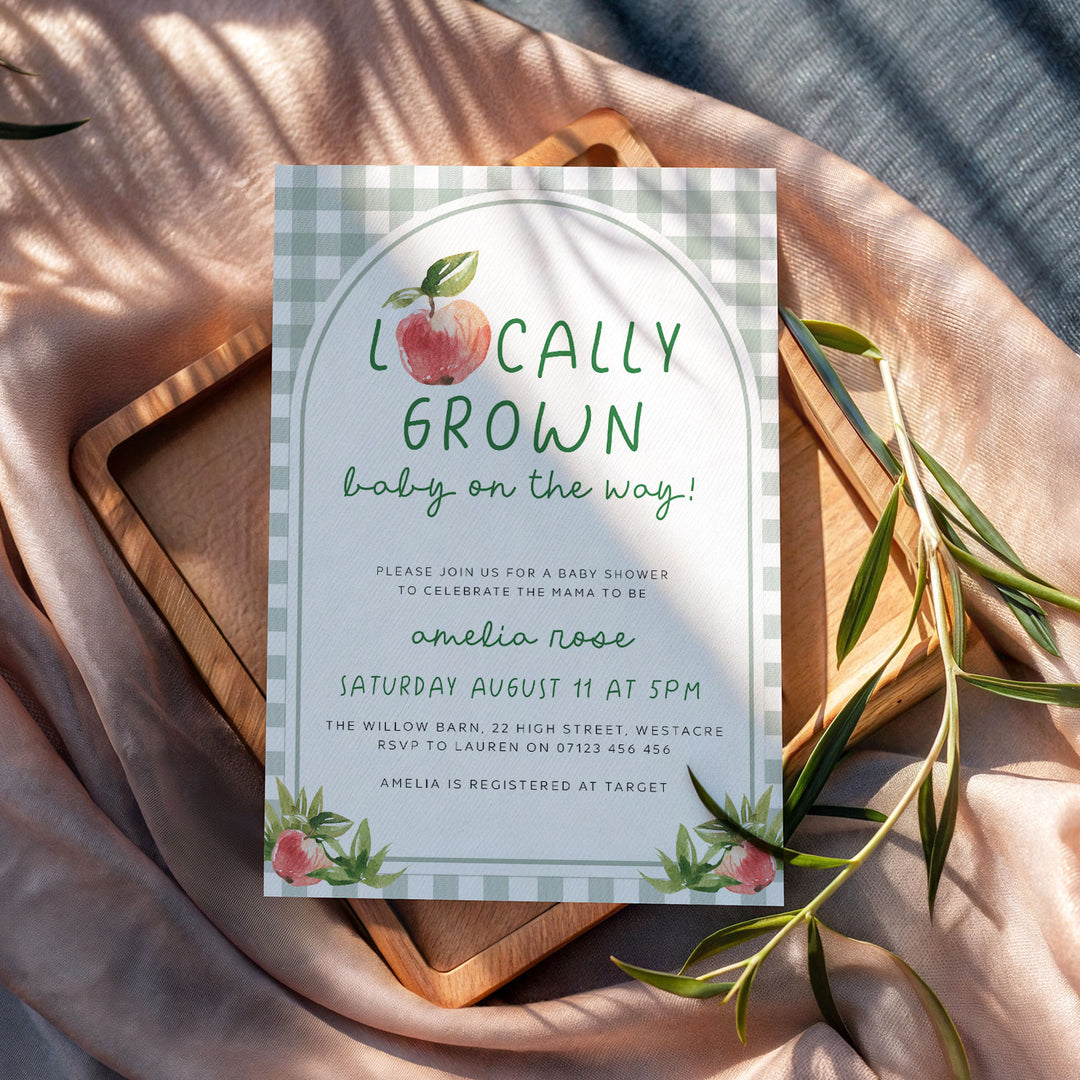 Locally Grown Apple Baby Shower Invitation