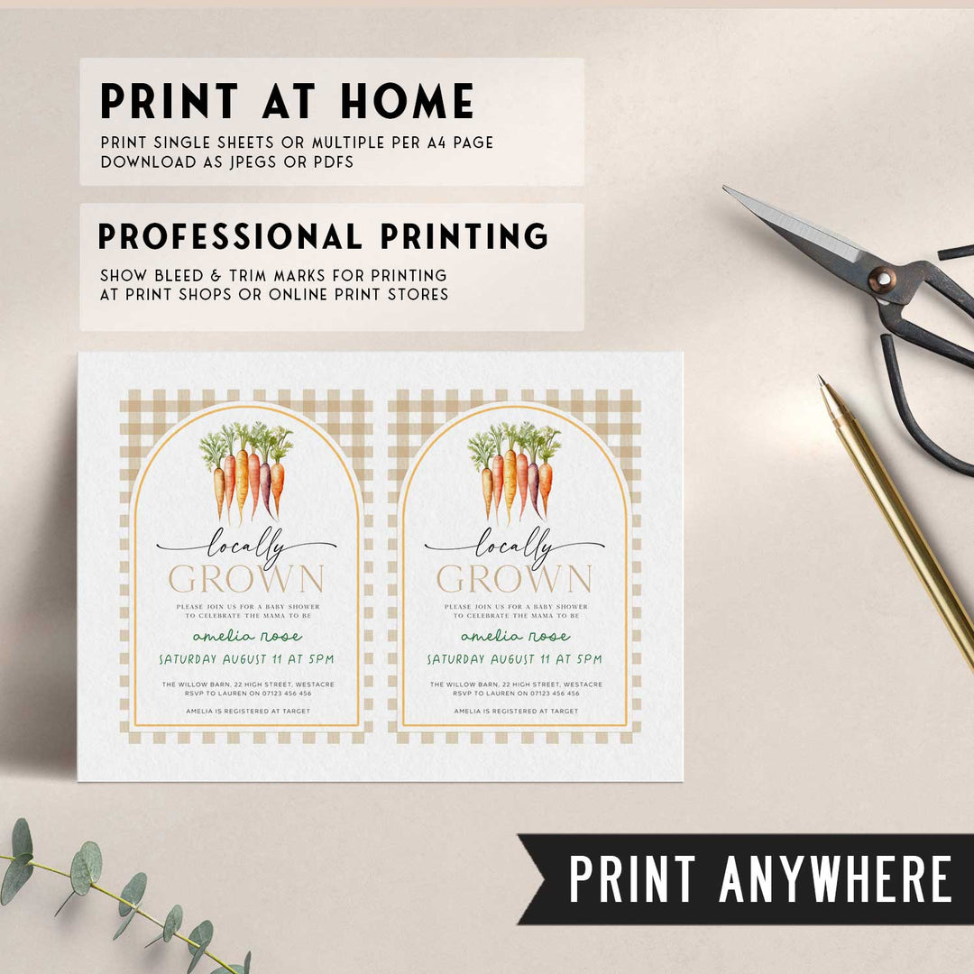 Locally Grown Orange Baby Shower Invitation