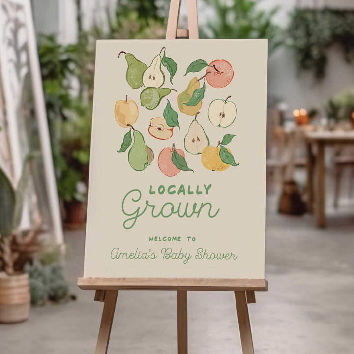 Locally Grown Pears Baby Shower Welcome Sign