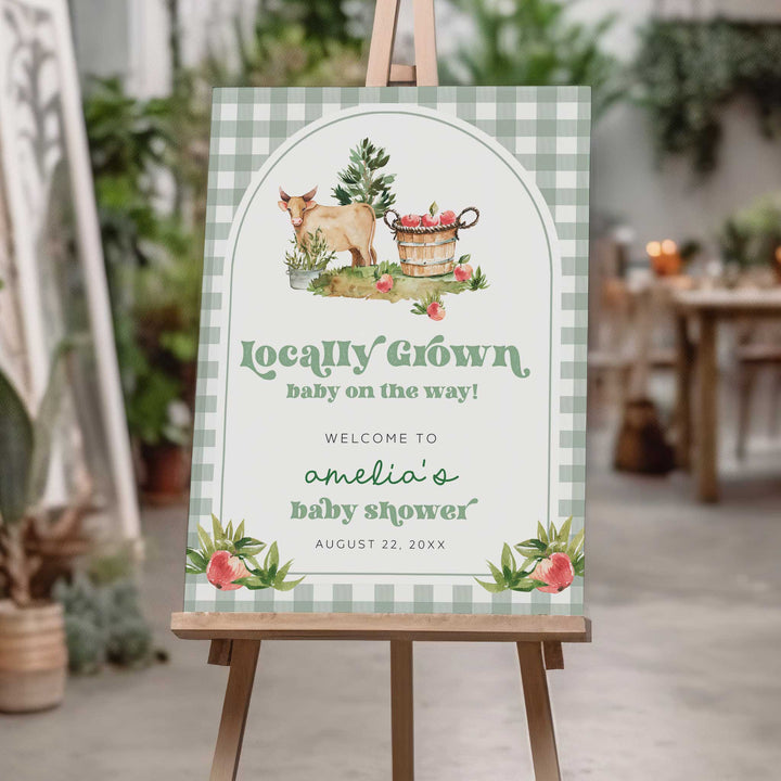 Locally Grown Retro Baby Shower Welcome Sign