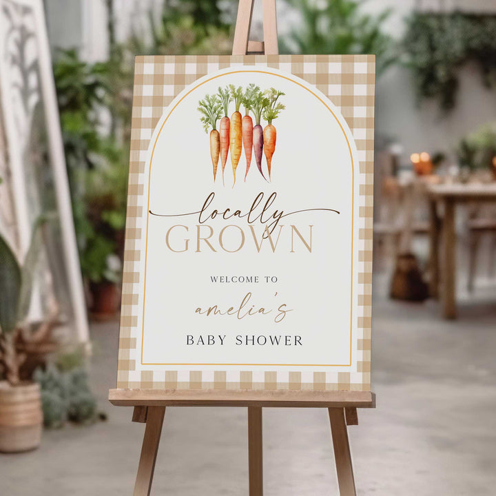 Locally Grown Orange Baby Shower Welcome Sign