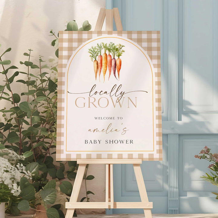 Locally Grown Orange Baby Shower Welcome Sign