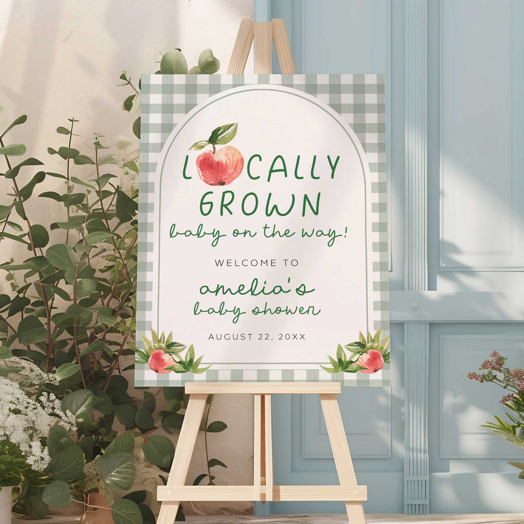 Locally Grown Apples Baby Shower Welcome Sign