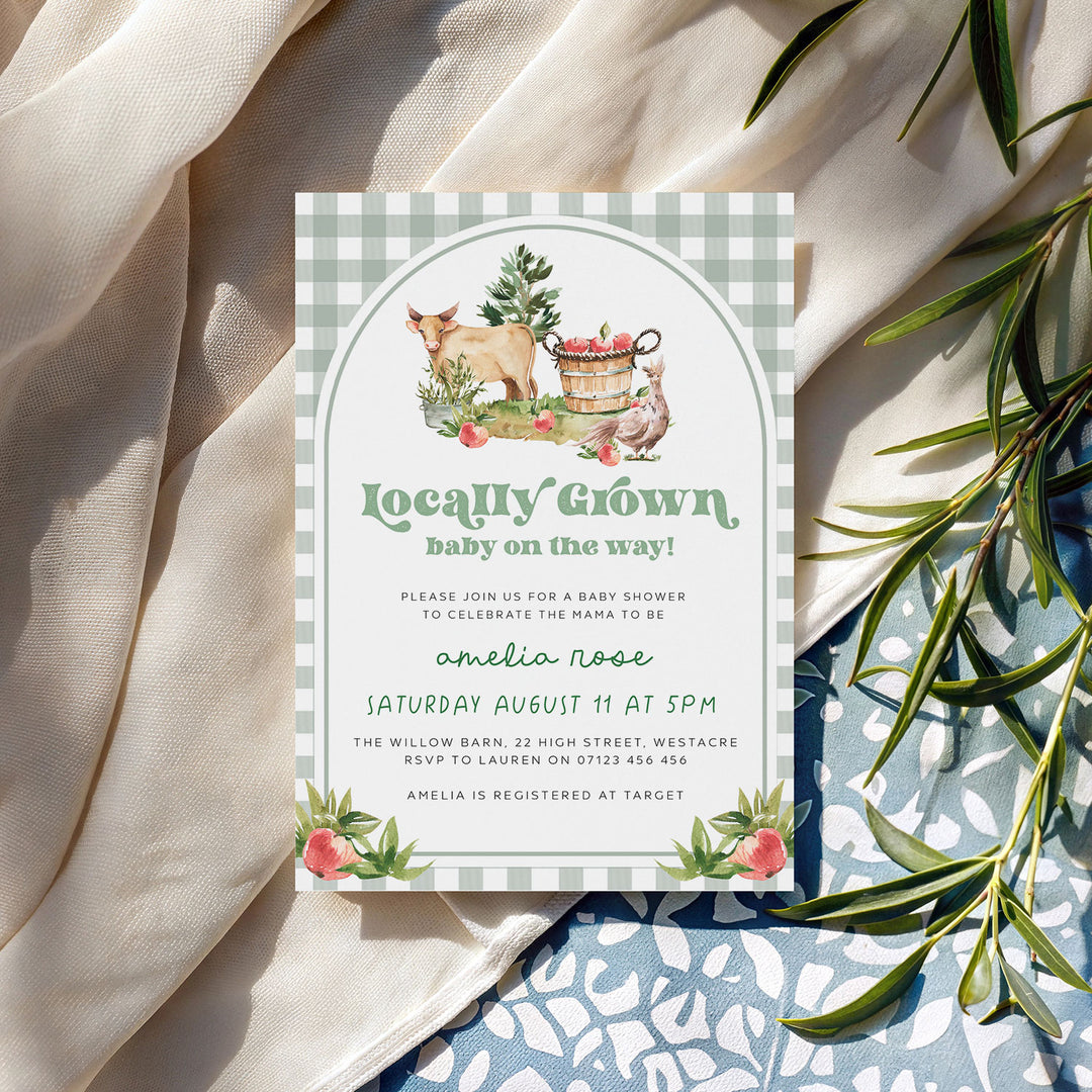 Locally Grown Retro Baby Shower Invitation