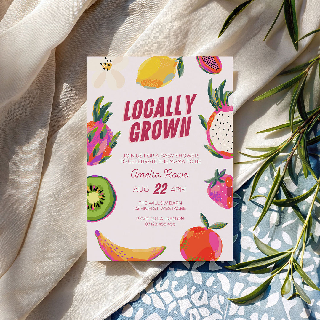 Modern Locally Grown Baby Shower Invitation