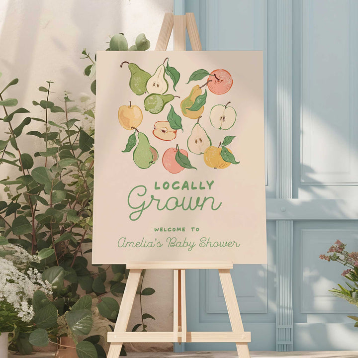 Locally Grown Pears Baby Shower Welcome Sign