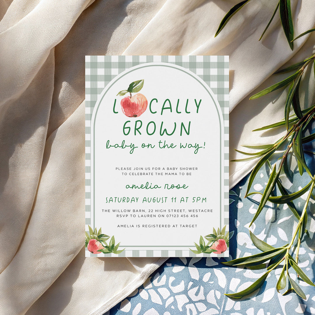 Locally Grown Apple Baby Shower Invitation