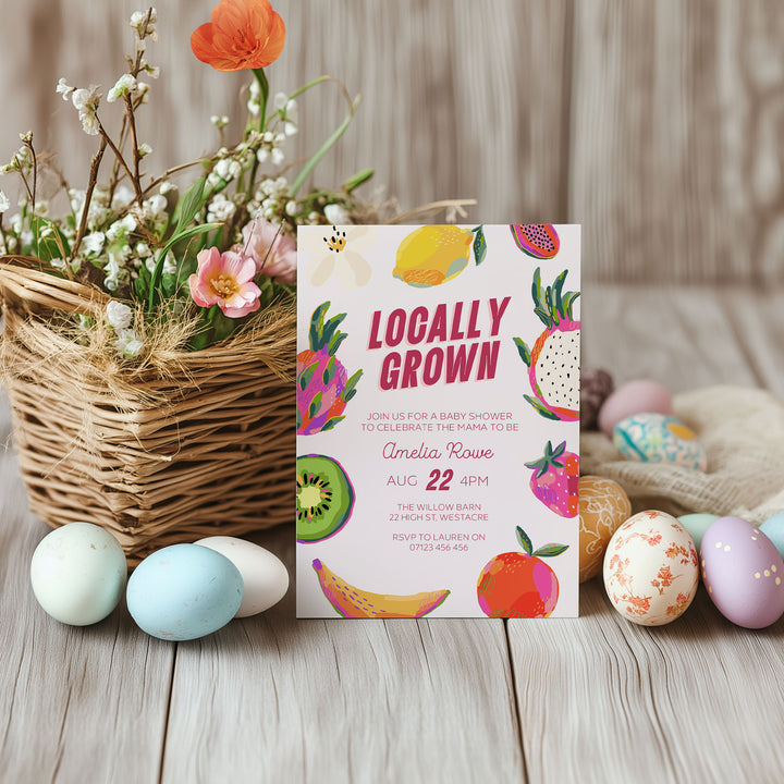Modern Locally Grown Baby Shower Invitation