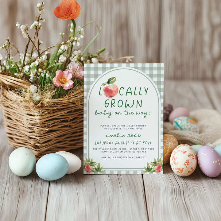 Locally Grown Apple Baby Shower Invitation