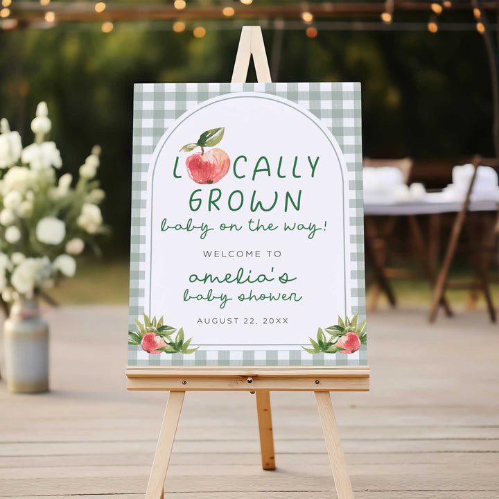 Locally Grown Apples Baby Shower Welcome Sign