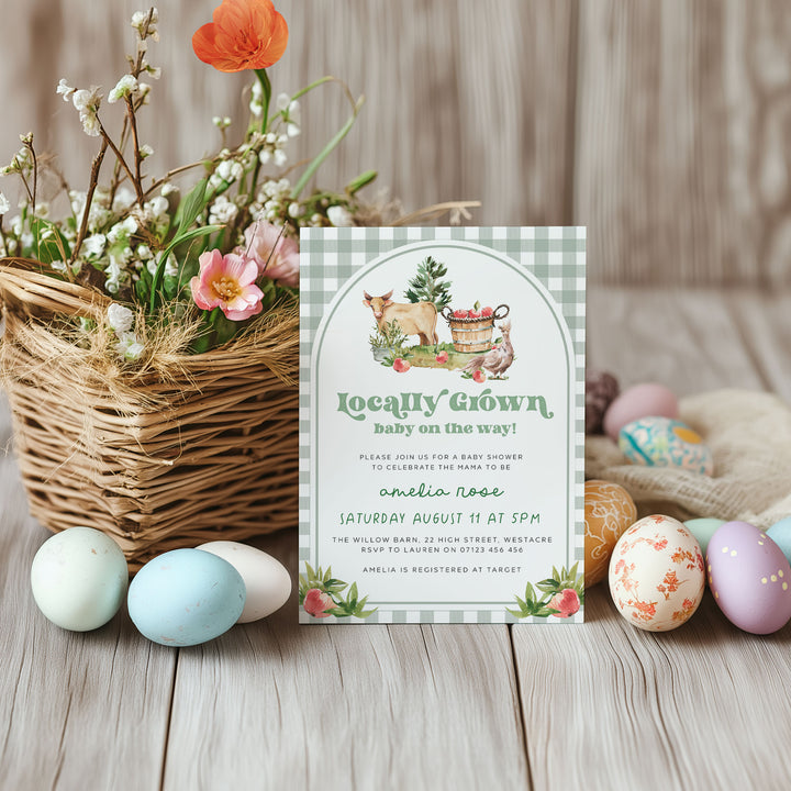 Locally Grown Retro Baby Shower Invitation