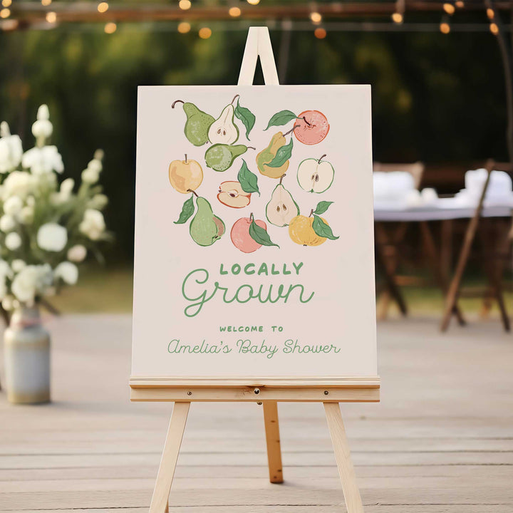 Locally Grown Pears Baby Shower Welcome Sign
