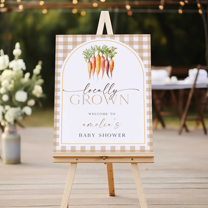 Locally Grown Orange Baby Shower Welcome Sign