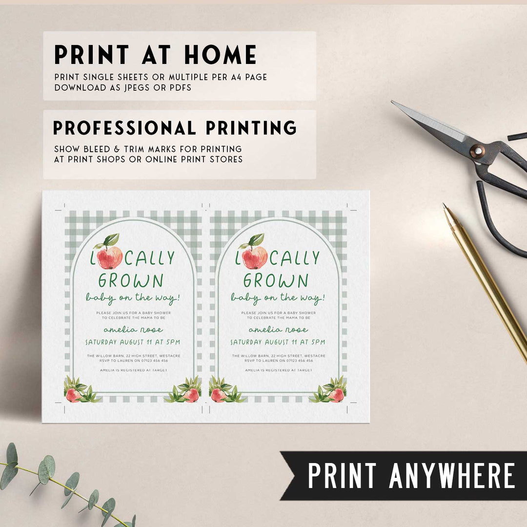 Locally Grown Apple Baby Shower Invitation