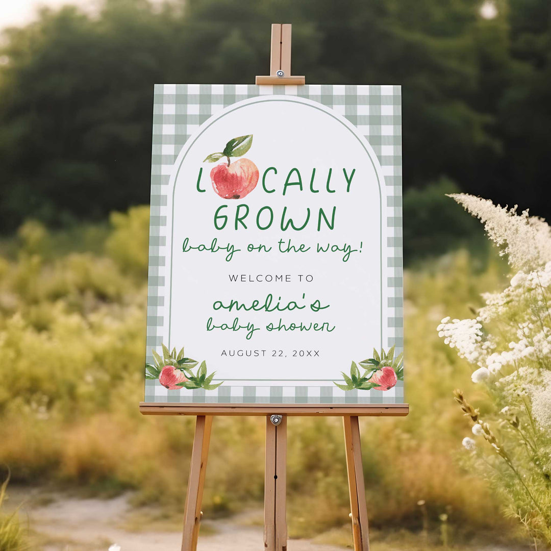 Locally Grown Apples Baby Shower Welcome Sign