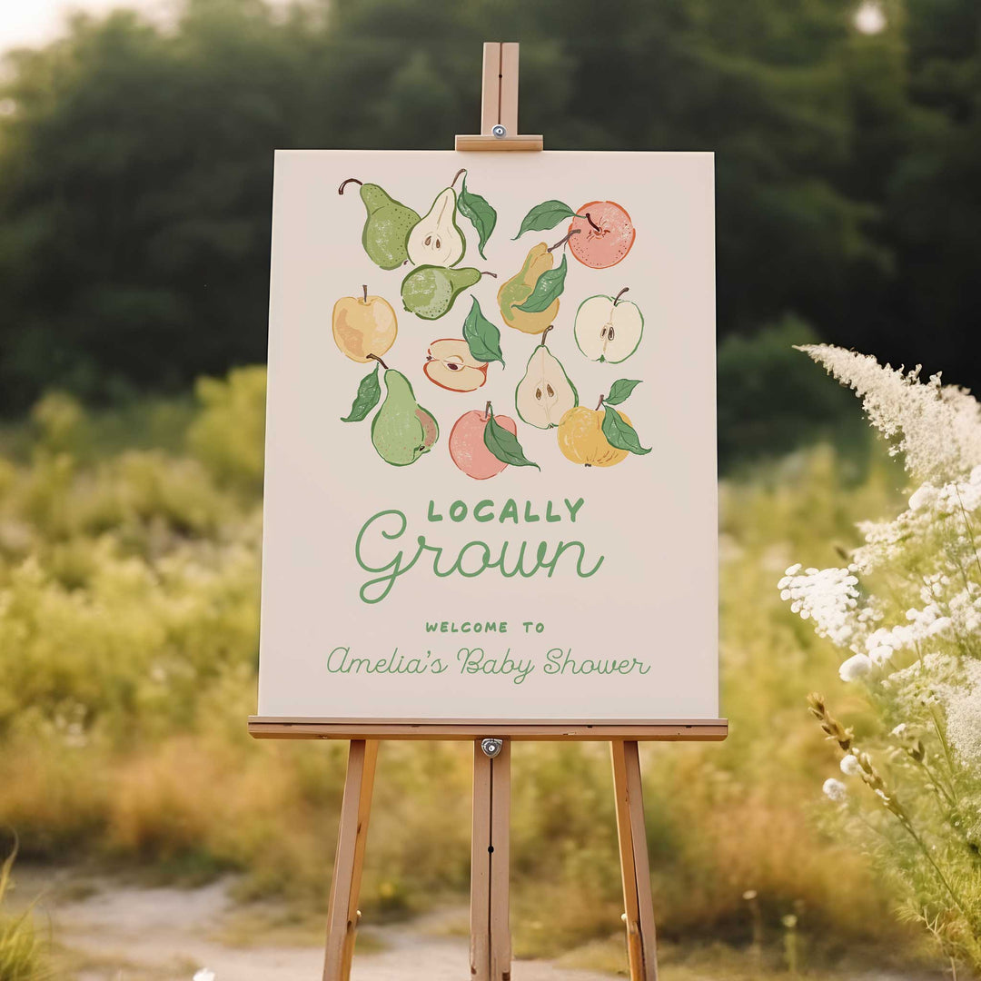 Locally Grown Pears Baby Shower Welcome Sign