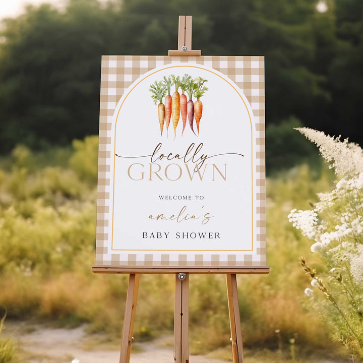 Locally Grown Orange Baby Shower Welcome Sign