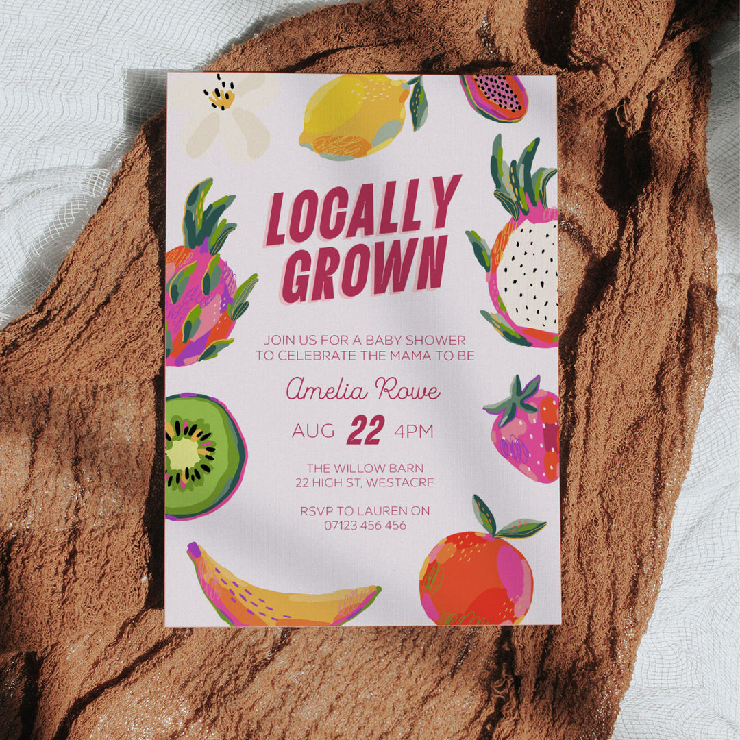 Modern Locally Grown Baby Shower Invitation