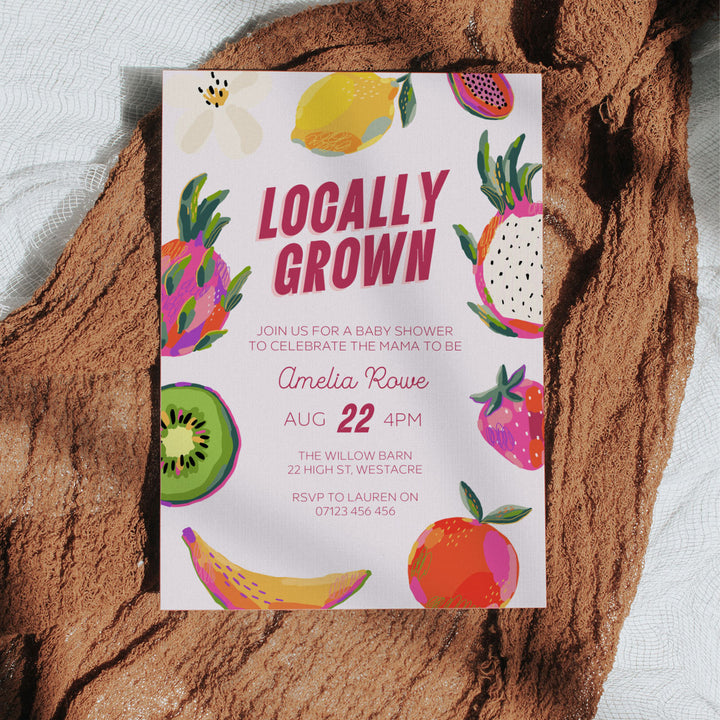 Modern Locally Grown Baby Shower Invitation