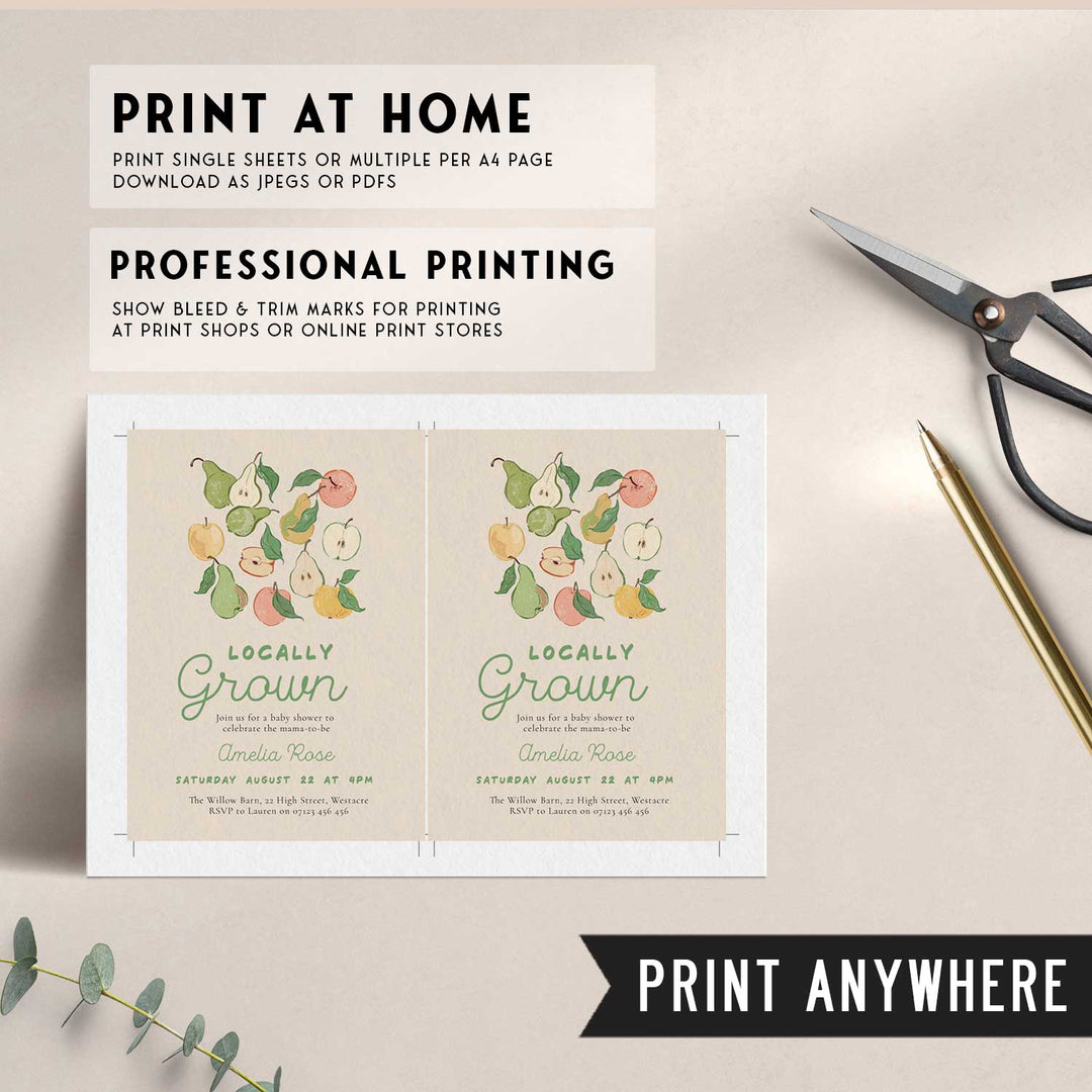 Locally Grown Pears Baby Shower Invitation