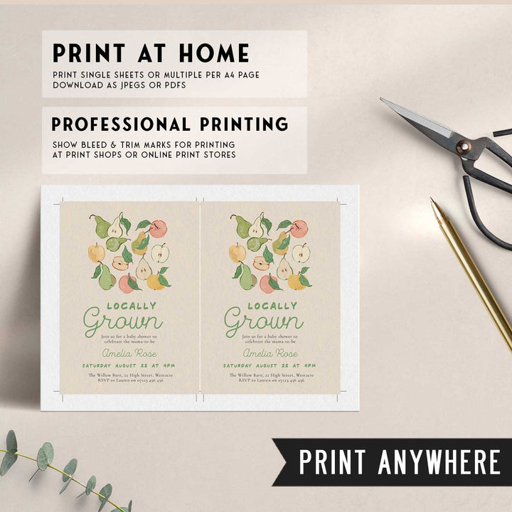 Locally Grown Pears Baby Shower Invitation