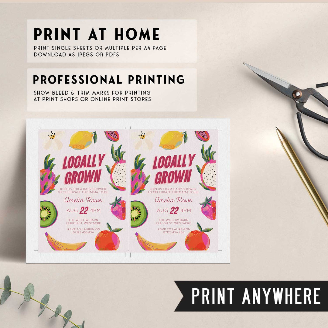 Modern Locally Grown Baby Shower Invitation