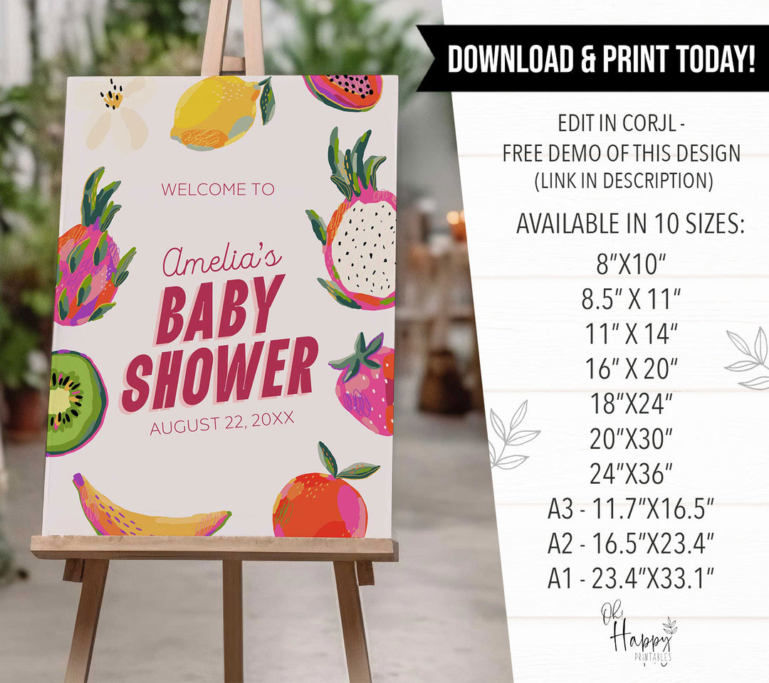 Locally Grown Modern Baby Shower Welcome Sign